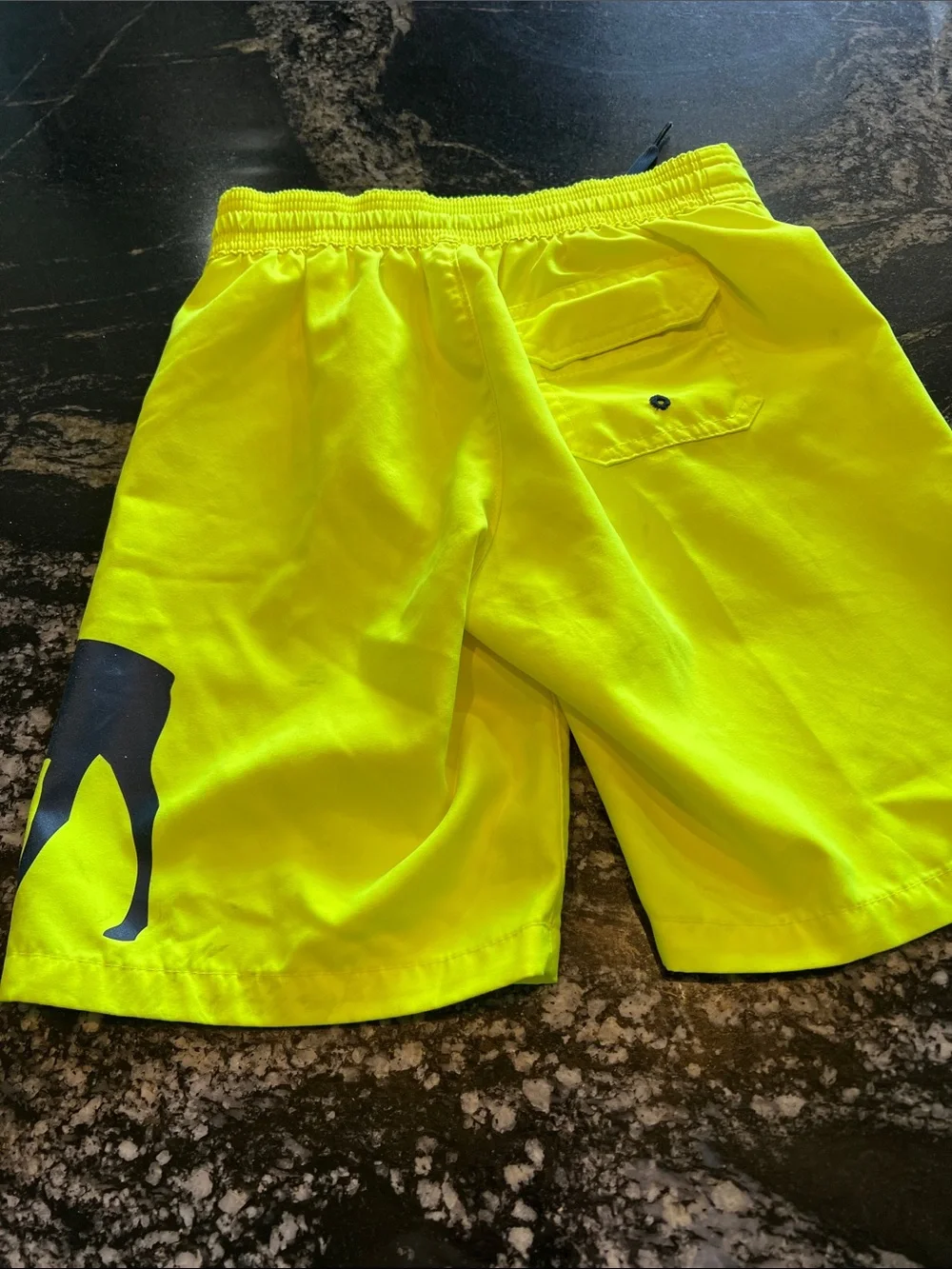 abercrombie kids Neon Yellow Swim Trunks with Black Moose Graphic